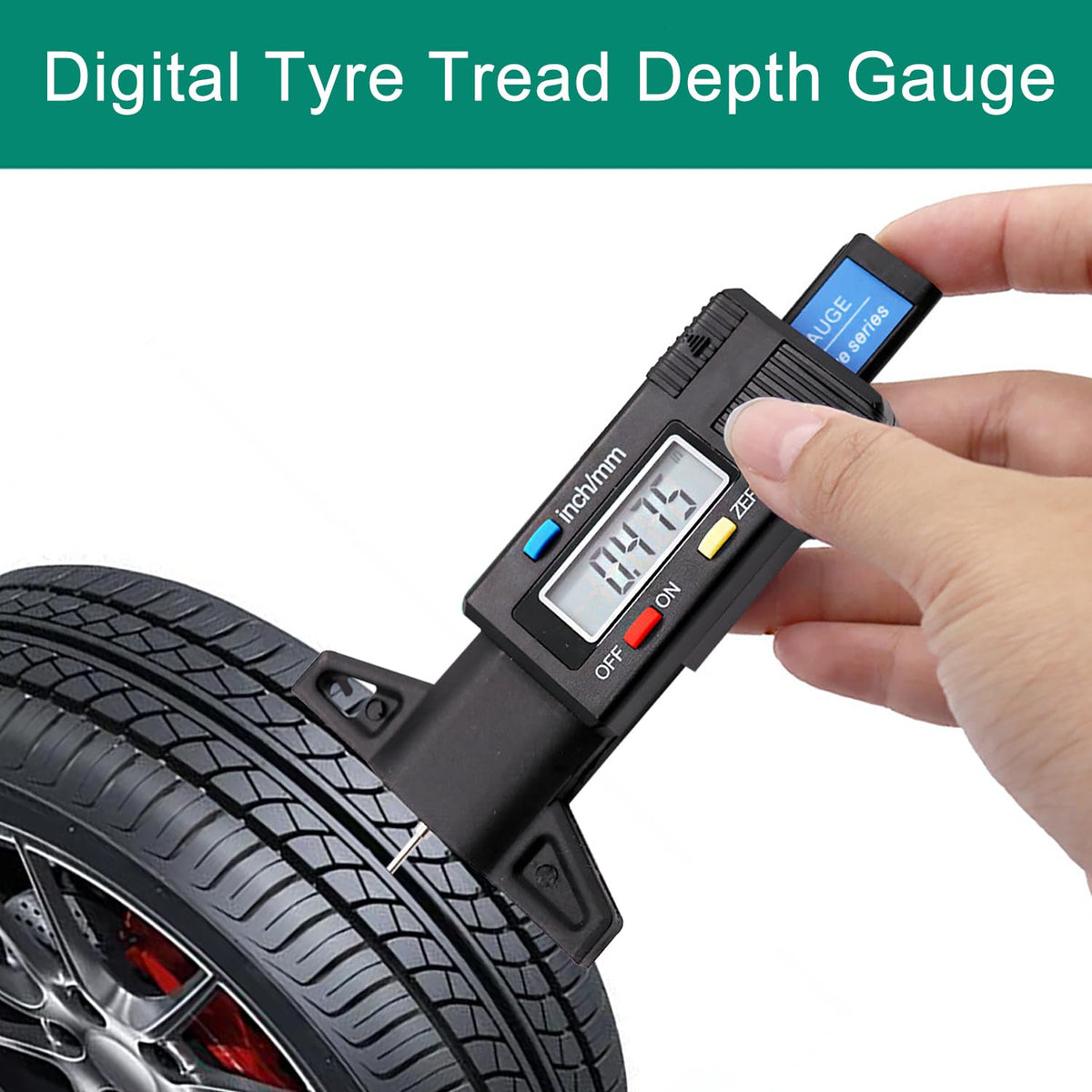 Digital Tire Tread Depth Meter, 0-25.4mm / 1Inch Tyre Guage-black