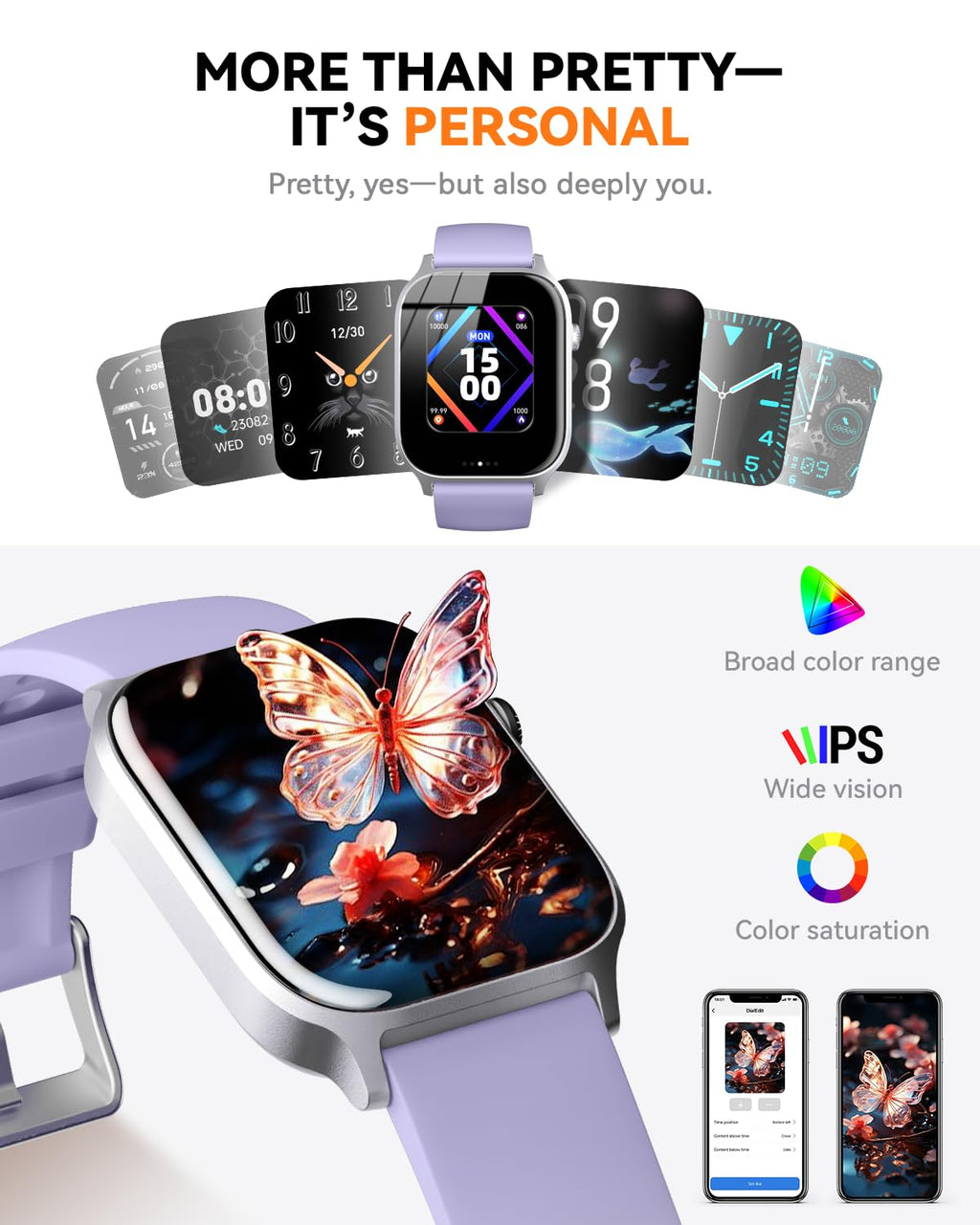 Smart Watch for Men Women- Answer/Make Call, 2024 IP68 Waterproof Fitness Tracker Watch with Sleep Step Counter Activity Smartwatch for Samsung Android iPhone iOS (Black-Blue, 1.83)
