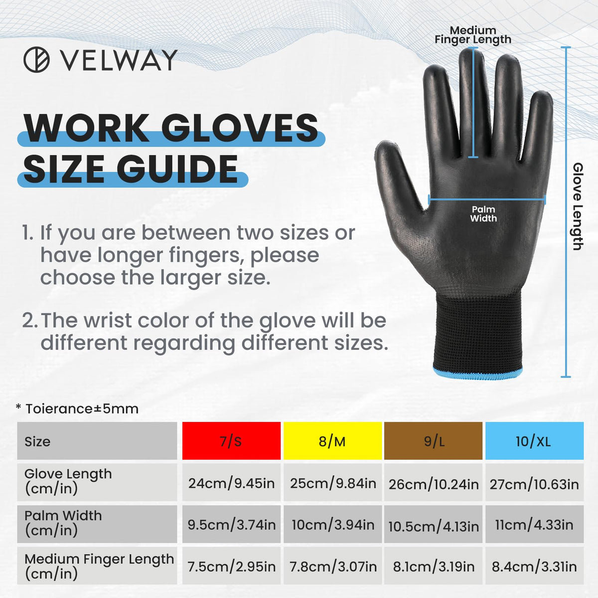 Velway 12 Pairs Work Gloves PU Coated for Men Women, Red, Size 9/L
