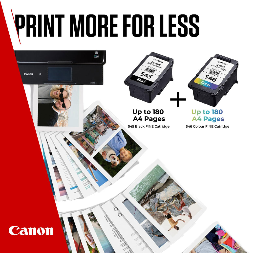 Canon PG-545 + CL-546 BK/C/M/Y Genuine Ink Cartridge Plastic Multipack - PIXMA Printer Compatible