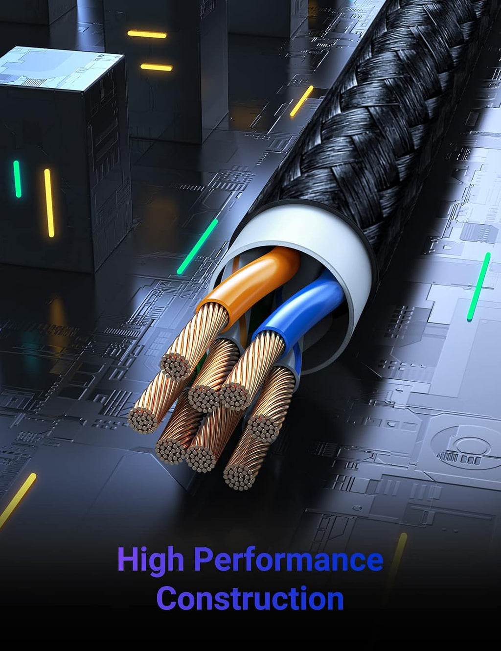UGREEN Ethernet Cable 2M, High-Speed Gigabit Cat 6 Network Cable Braided