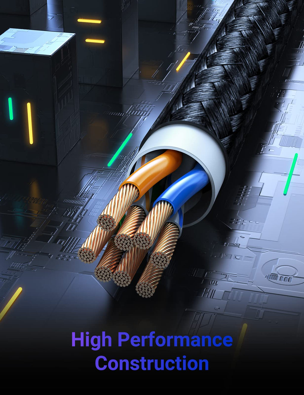 UGREEN Ethernet Cable 15M, High-Speed Gigabit Cat 6 Network Cable Braided