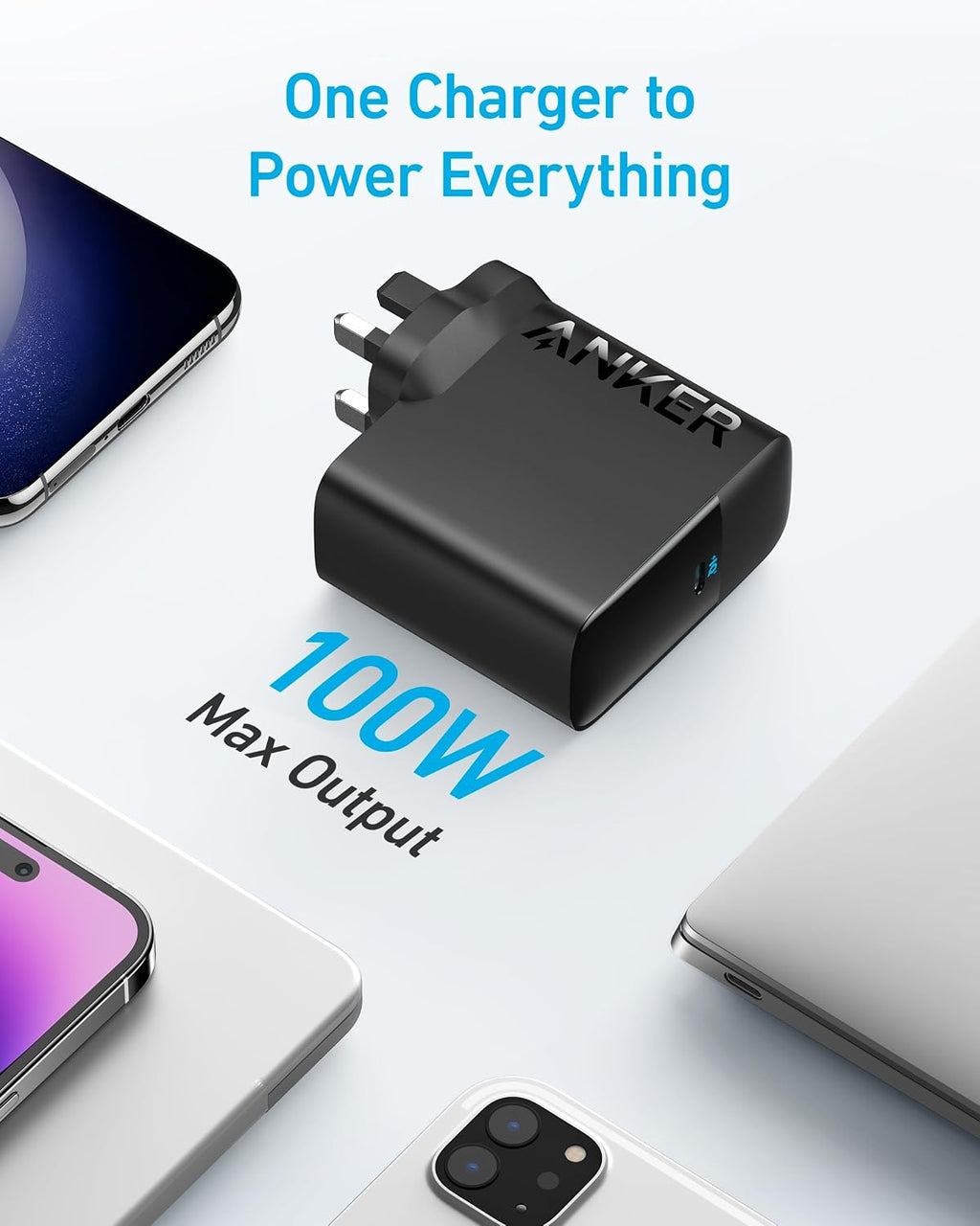 Anker 100W USB C Fast Charger, Compact and Foldable Plug with 1.5m Cable