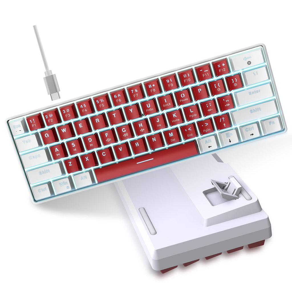 Snpurdiri 2.4G 60% Wireless Gaming Keyboard and Mouse Combo (White-Grey)