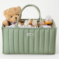 Blissful Diary Nappy Caddy Organiser, Baby Diaper Caddy for Nappy Station, Stylish Storage Basket for Newborn Essentials, Baby Shower Gifts for Girl or Boy, Sage Green
