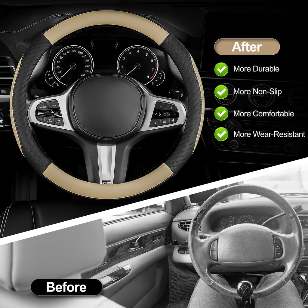 Universal Car Steering Wheel Cover Leather 37-38 cm Soft Microfiber - Gray