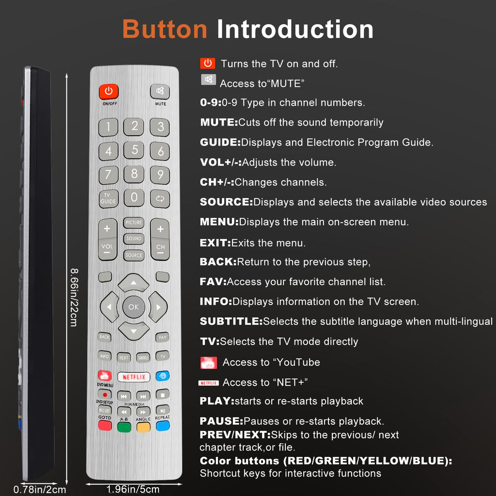 Samsung Universal TV Remote Control – Samsung TV Remote Replacement with Netflix, Prime Video, Rakuten Buttons for All S amsung LED QLED UHD 4K 8K Smart TVs