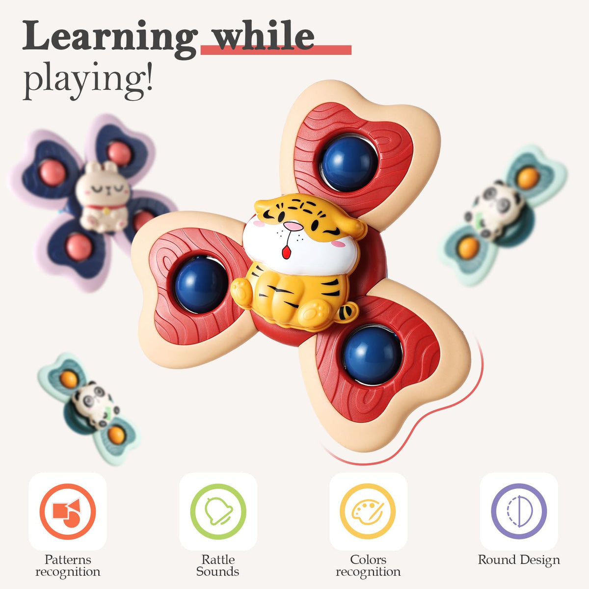ALASOU Suction Cup Spinner Airplane Travel Toys for 1 Year Old Boy Girl