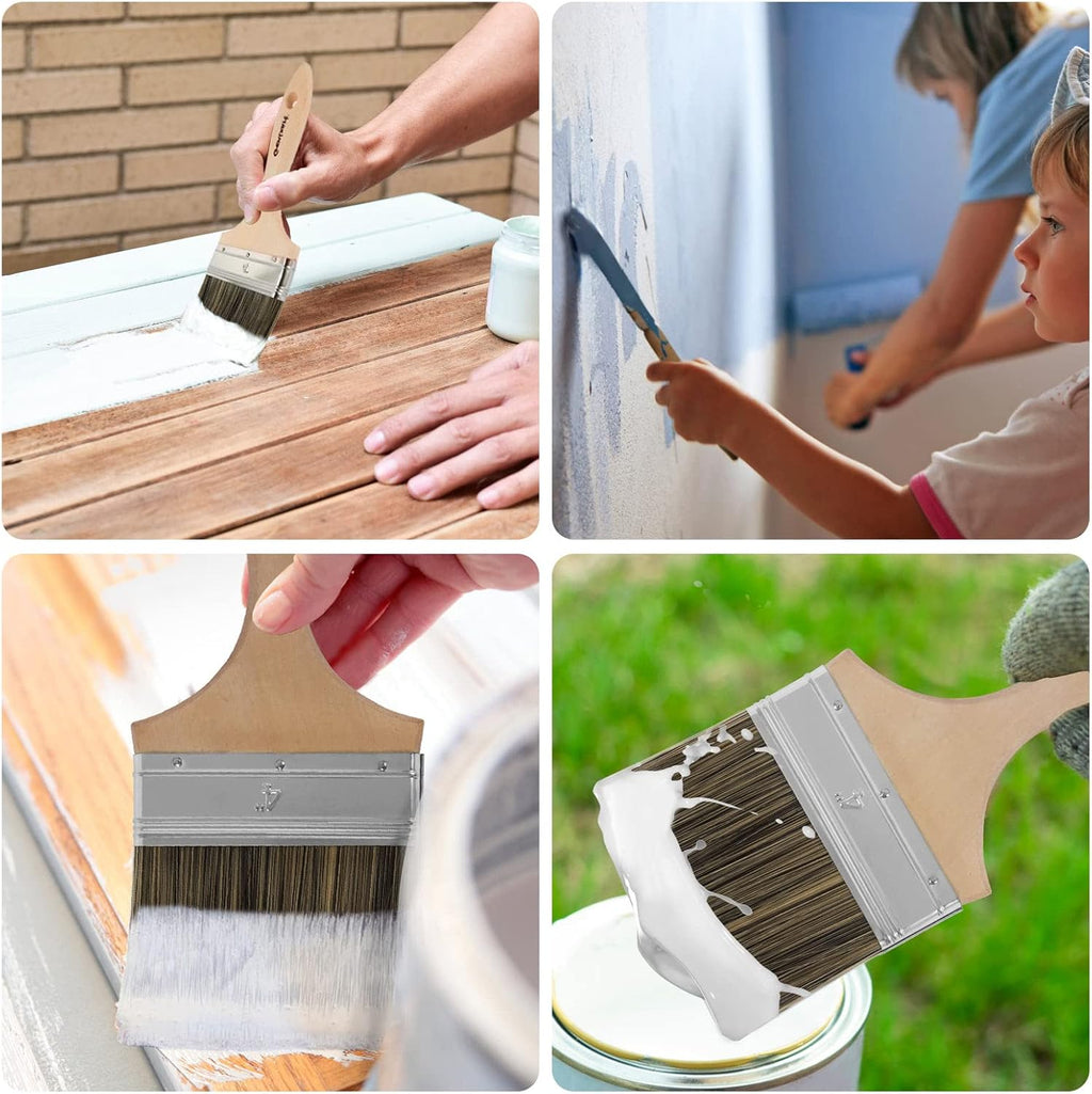Genixart Double Thick Chip Paint Brush, Wood Stain Brush for Fence, 4 Inch