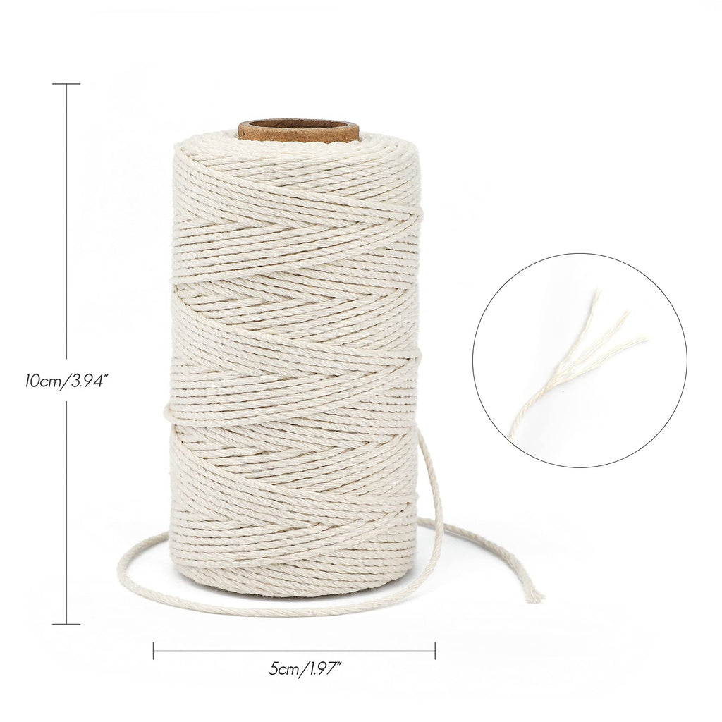 jijAcraft 50M White Cotton String: 2MM Cooking String for DIY Crafts