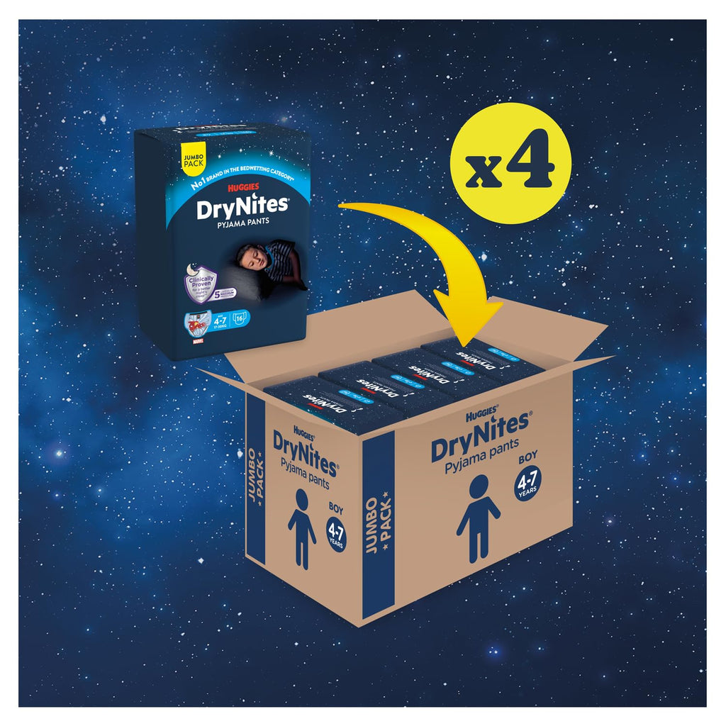 HUGGIES DryNites, Pyjama Pants, Boys 13+ Years (48-60KG), 33 x Bedwetting Pants, Up to 100% Leak Free Nights