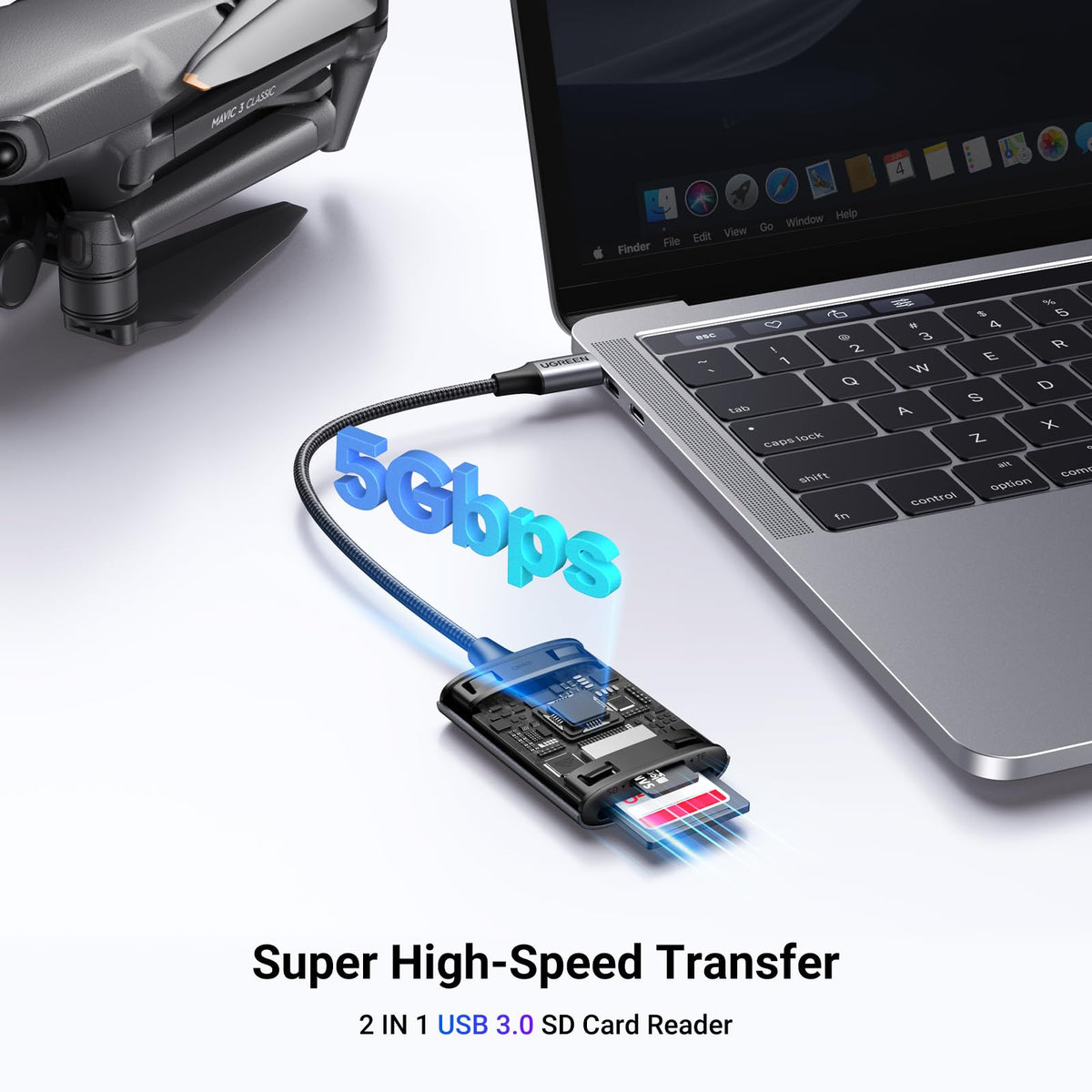UGREEN SD Card Reader, USB C 170MB/s Adapter with Dual-Slot for TF/SD