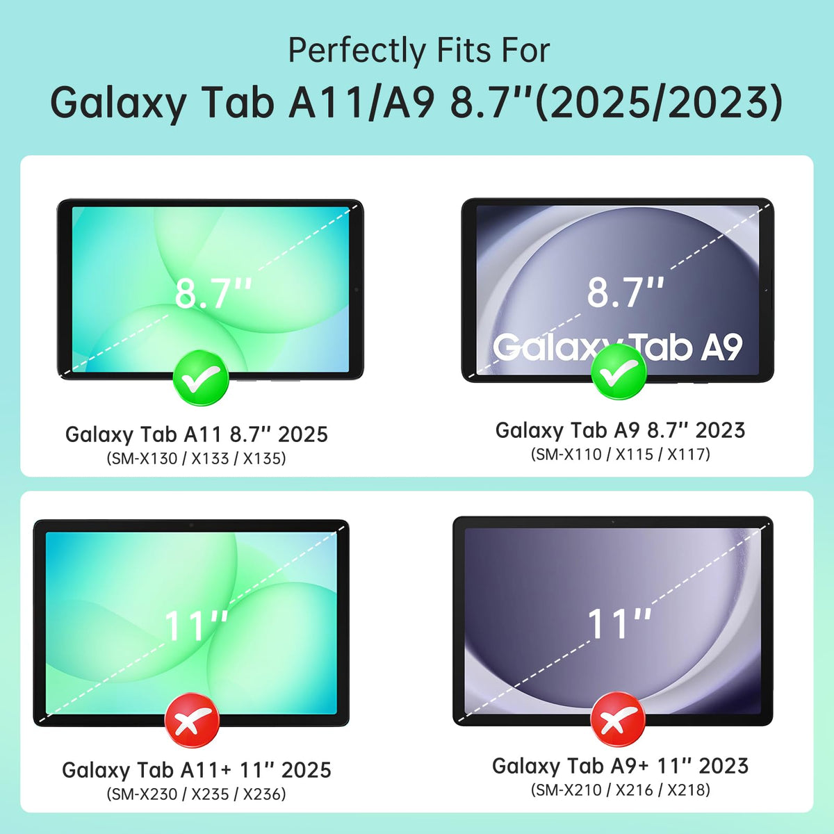CoBak Case for Samsung Galaxy Tab A11+ Plus 11" 2025/A9+ Plus 2023, Black