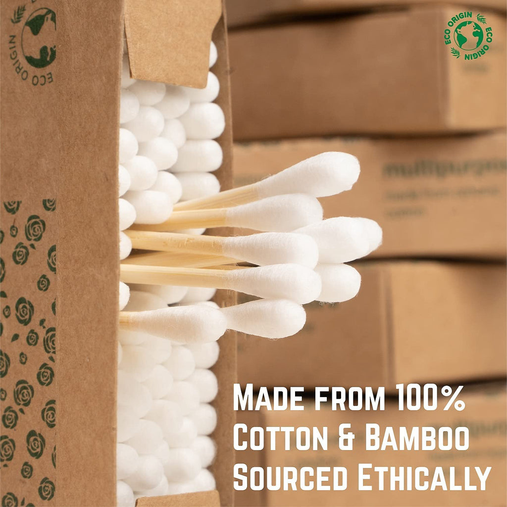 400 Bamboo Cotton Buds |100% Eco-Friendly Biodegradable | Cotton Wool Buds | Compostable Bamboo Earbuds | Recycled Plastic Free Packaging | Cotton Buds Bamboo | Cotton Ear Buds | 400 x Ear Buds Cotton