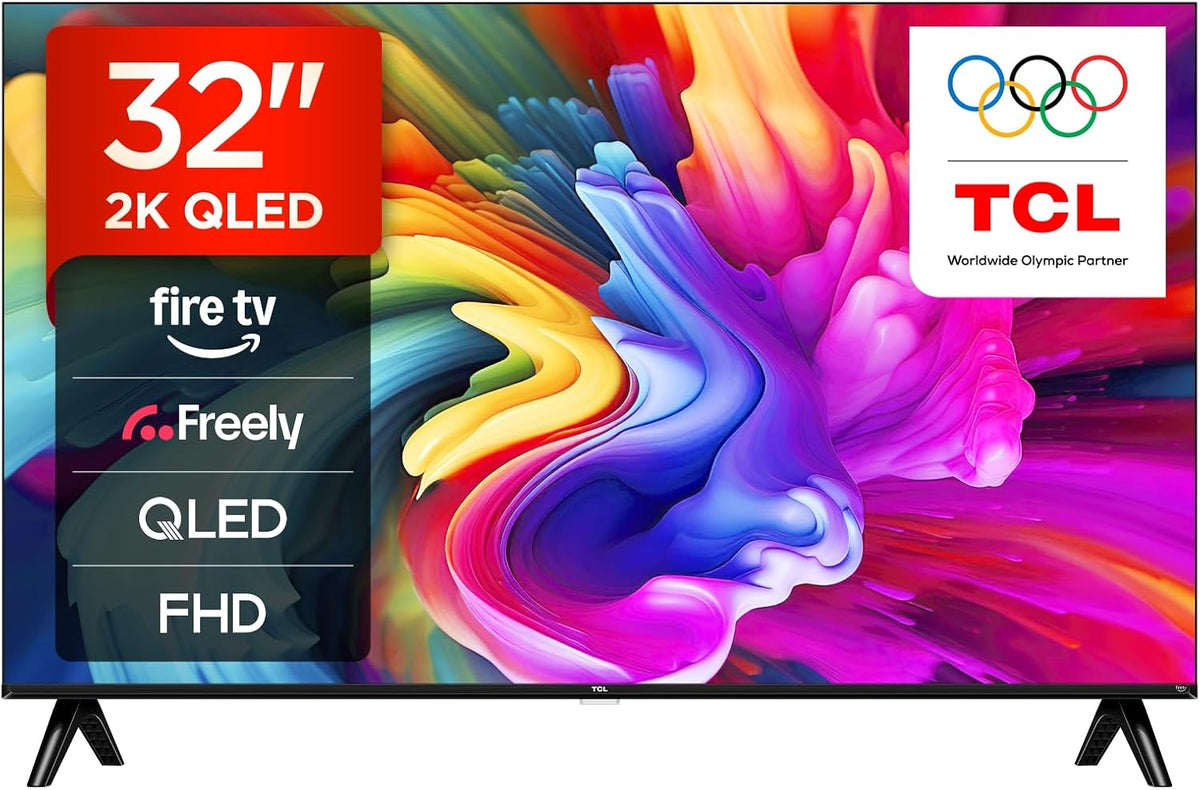 TCL 32SF560-UK 32 Inch Full HD QLED HDR Smart TV with Fire TV Press & Ask Alexa, Metallic Bezel-Less Design