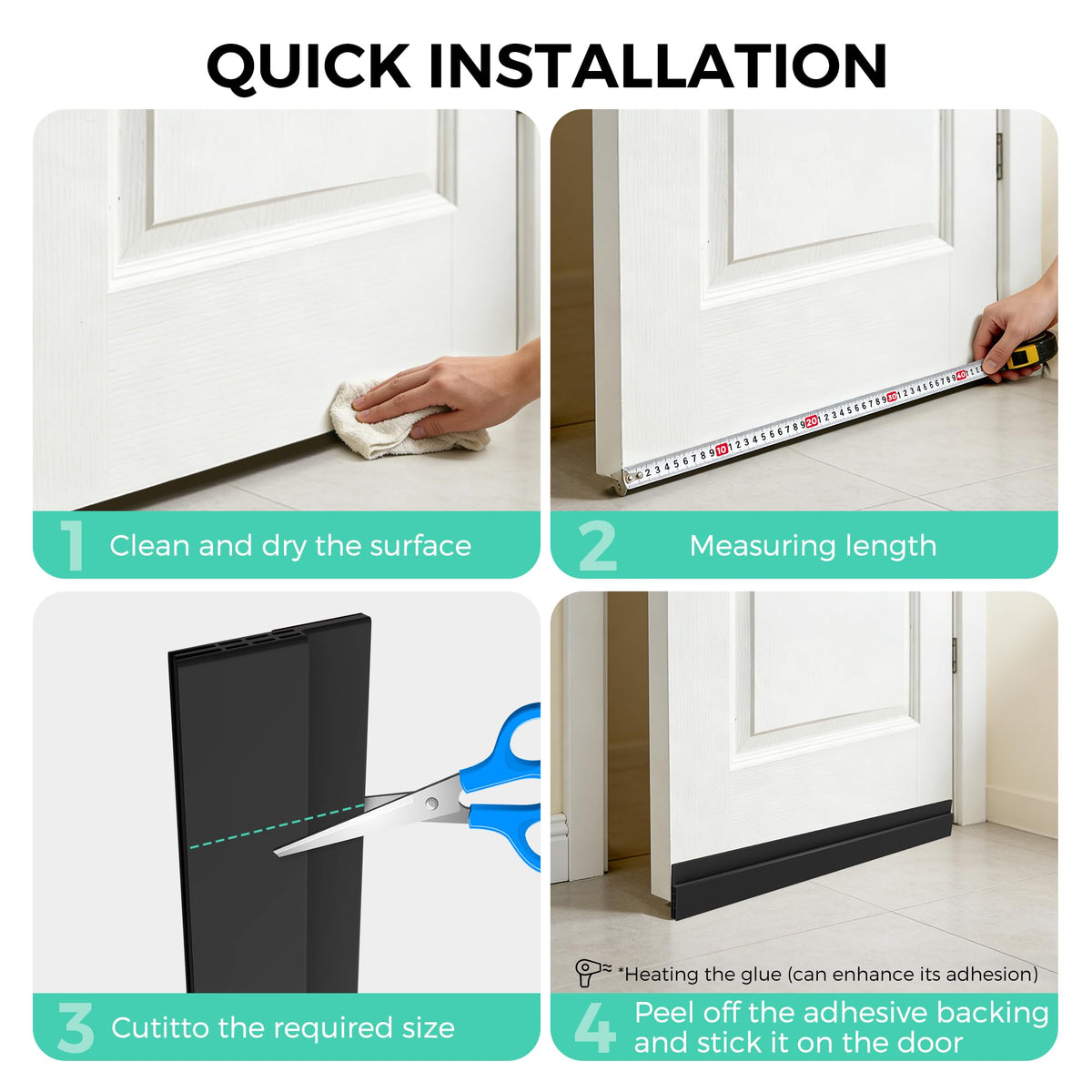 Hojoy Draft Excluder for Doors, Self Adhesive Door Draft Excluder 2 Pack