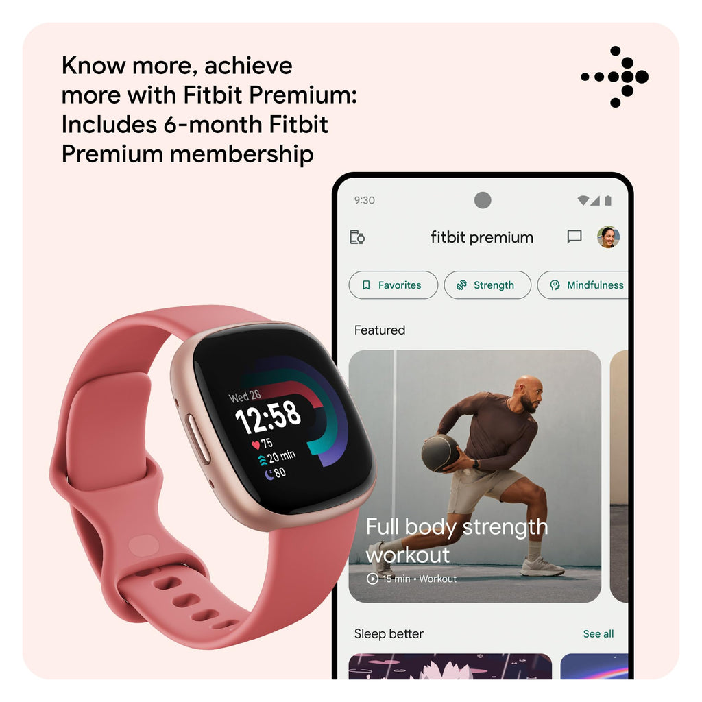 Google Fitbit Versa 4 Fitness Smartwatch with built-in GPS and up to 6 days battery life - compatible with iOS 15 or higher & Android OS 9.0 or higher, Waterfall Blue/Platinum