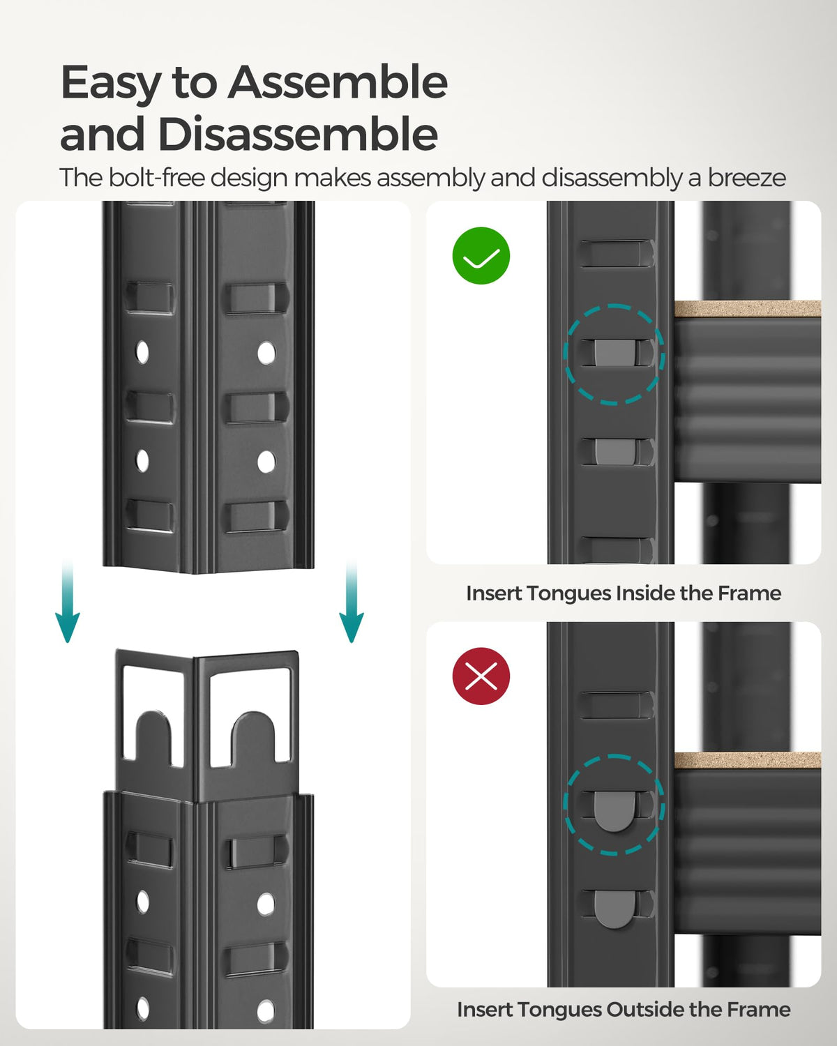 SONGMICS 5-Tier Heavy-Duty Shelving Units, Set of 2, Boltless Assembly