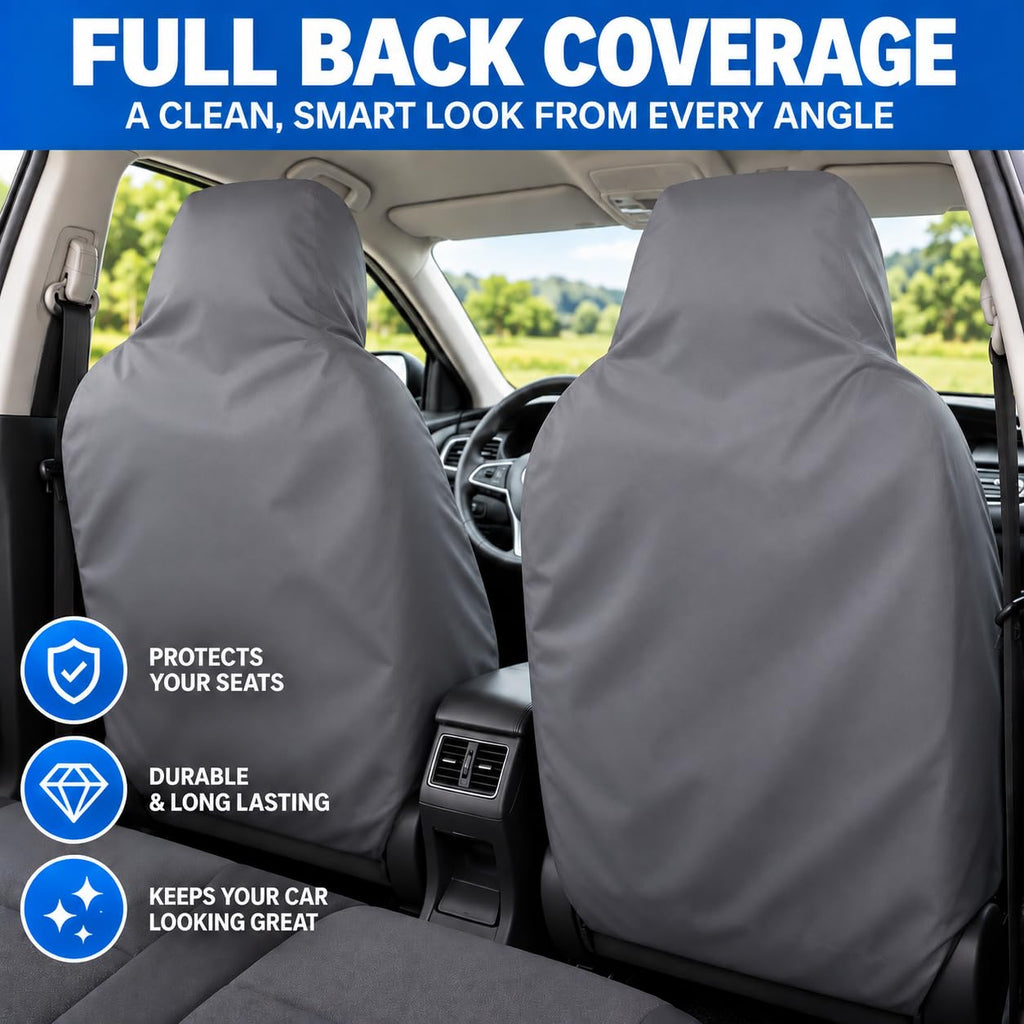 BLKWPSPFP920 Heavy Duty Black Waterproof Car Seat Covers/Protectors - 2 x Fronts