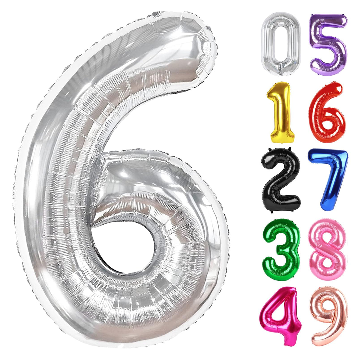 Laser Silver 6 Balloon - Number Balloon 40 Inch, 6th Hot Pink Decorations