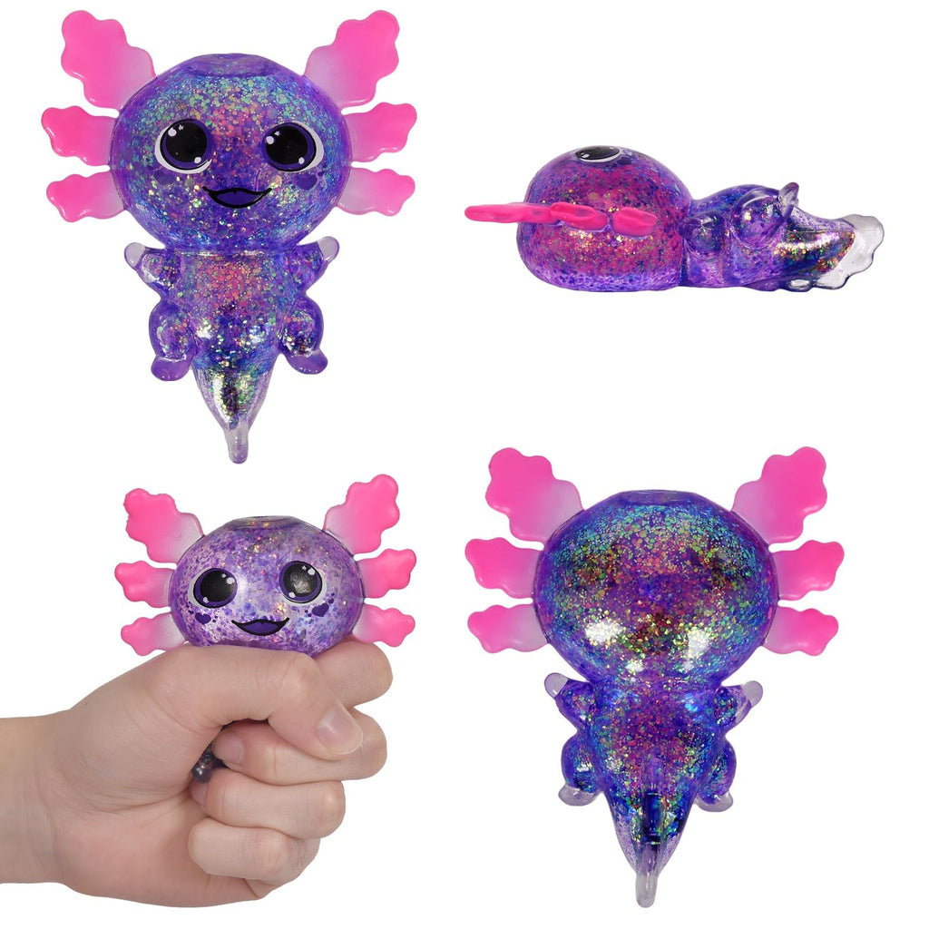 Axolotl Squishy Stress Relief Toy Glitter Fidget Toys Cute Malt Sugar Axolotl Toy Fidget Toys for Kids Youth Adult, Party Favors Anxiety Relief Squishy Toys(Blue)