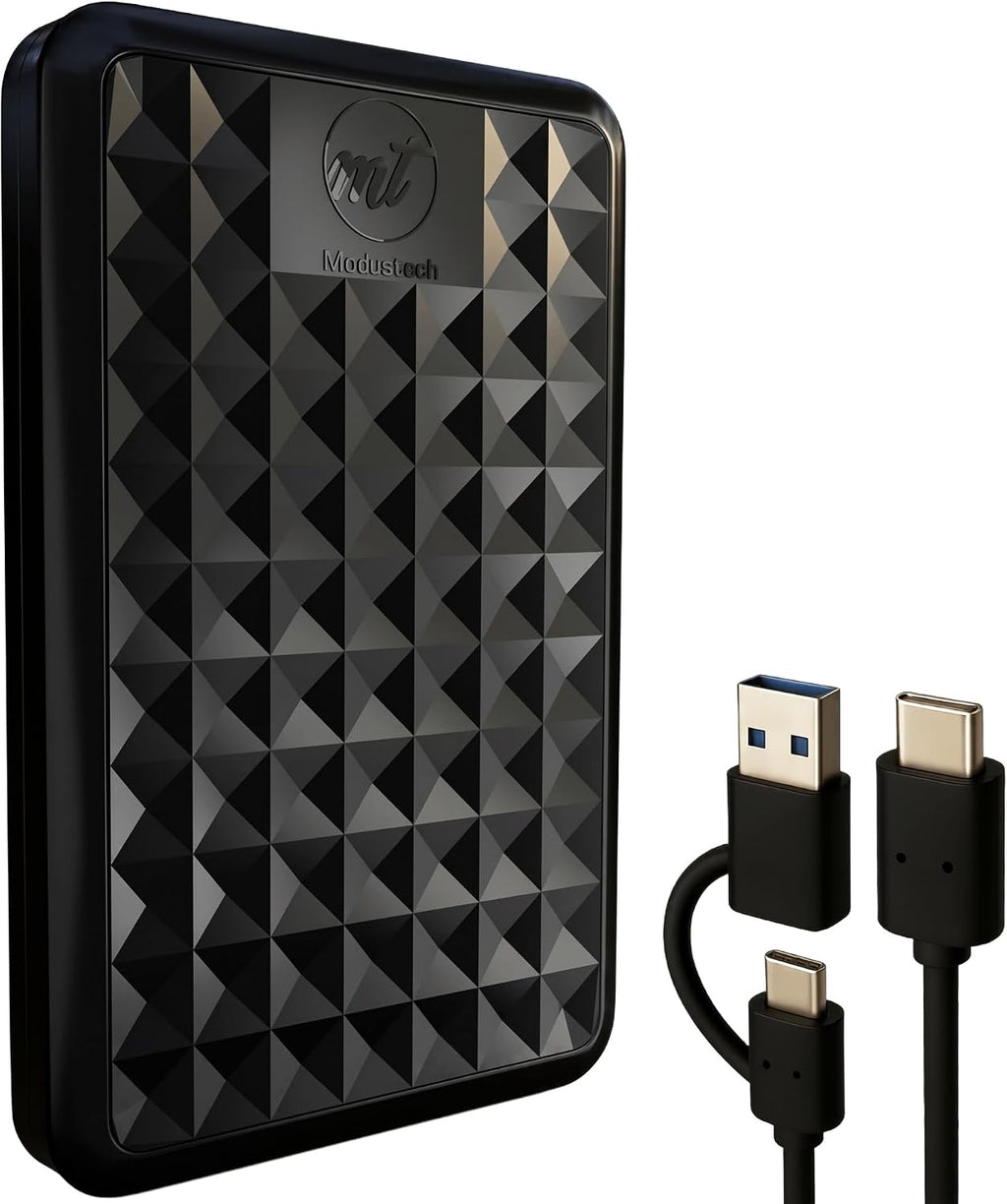 ModusTech Facet 1TB External Hard Drive Portable USB-C/USB 3.1 Plug & Play Ultra-Slim HDD Hard drive for Backup, Gaming, PC, Mac, Laptop, PS4, Xbox, Smart TV
