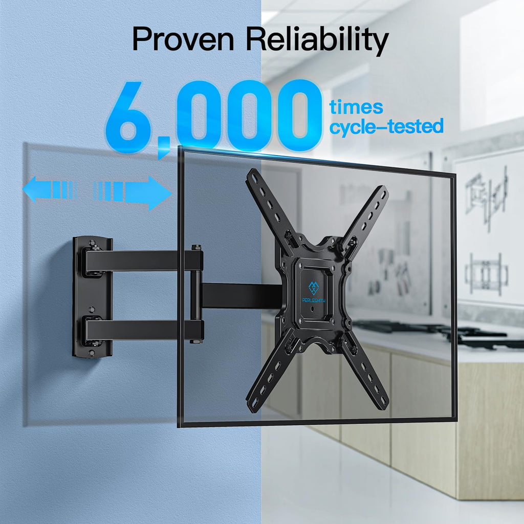 PERLESMITH TV Wall Bracket for 13-43 inch TVs, Swivel Tilt Extend Wall Mount for Flat & Curved TV up to 20kg, Max.VESA 200x200mm