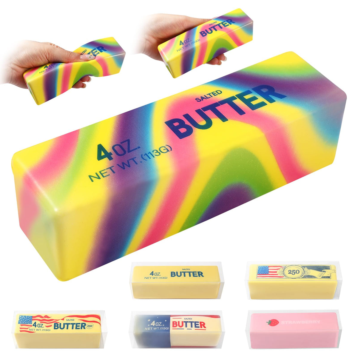 Big Butter Squishy,Giant Squishies Butter 14 OZ,Jumbo Slow Rising Squeeze Toys,Large Soft PU Foam Fidget Toys for Anxiety & Sensory Stress Relief 8.7*1.8*1.8 Inch (Big-Yllow Butter 1Pack)
