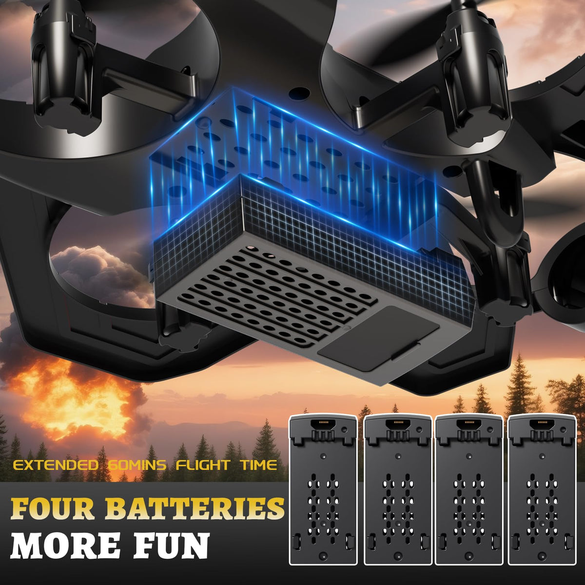 RC Planes Remote Control Airplanes Drones for Kids Adults,Black,3Batteries