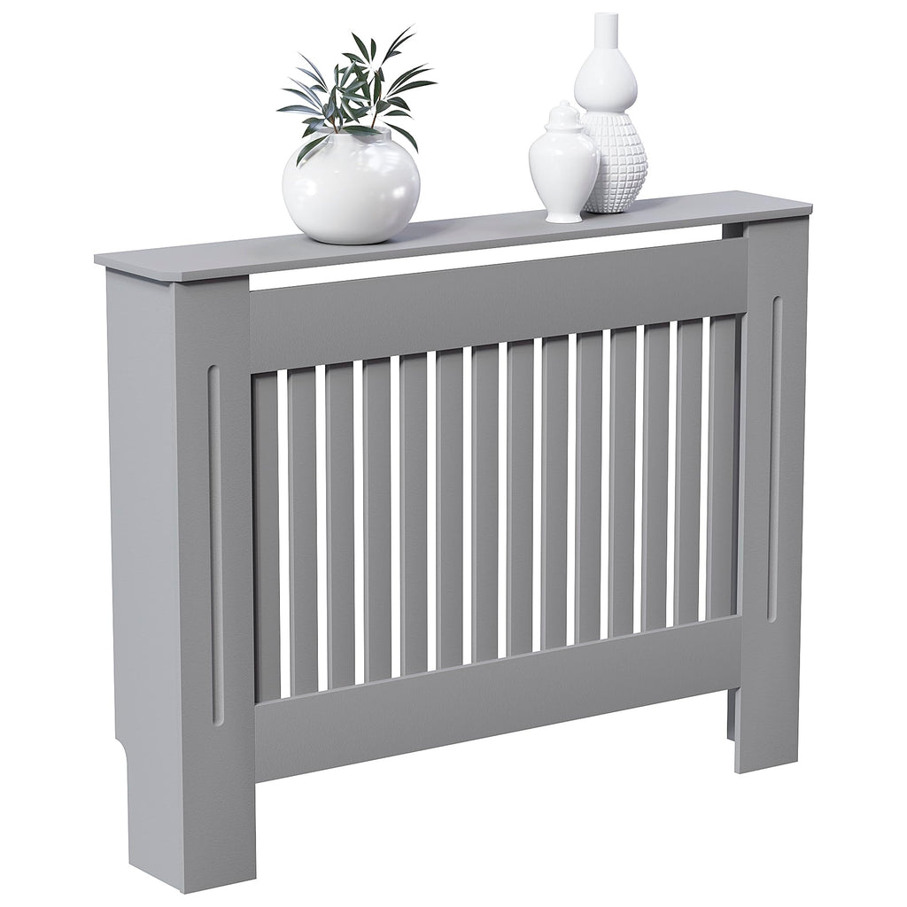 Vida Designs Chelsea Radiator Cover White - Medium - Modern Vertical Slat Design For Optimal Heat Circulation - H82xW111xD19cm - Painted MDF Cabinet Ideal For Living Room & Hallway
