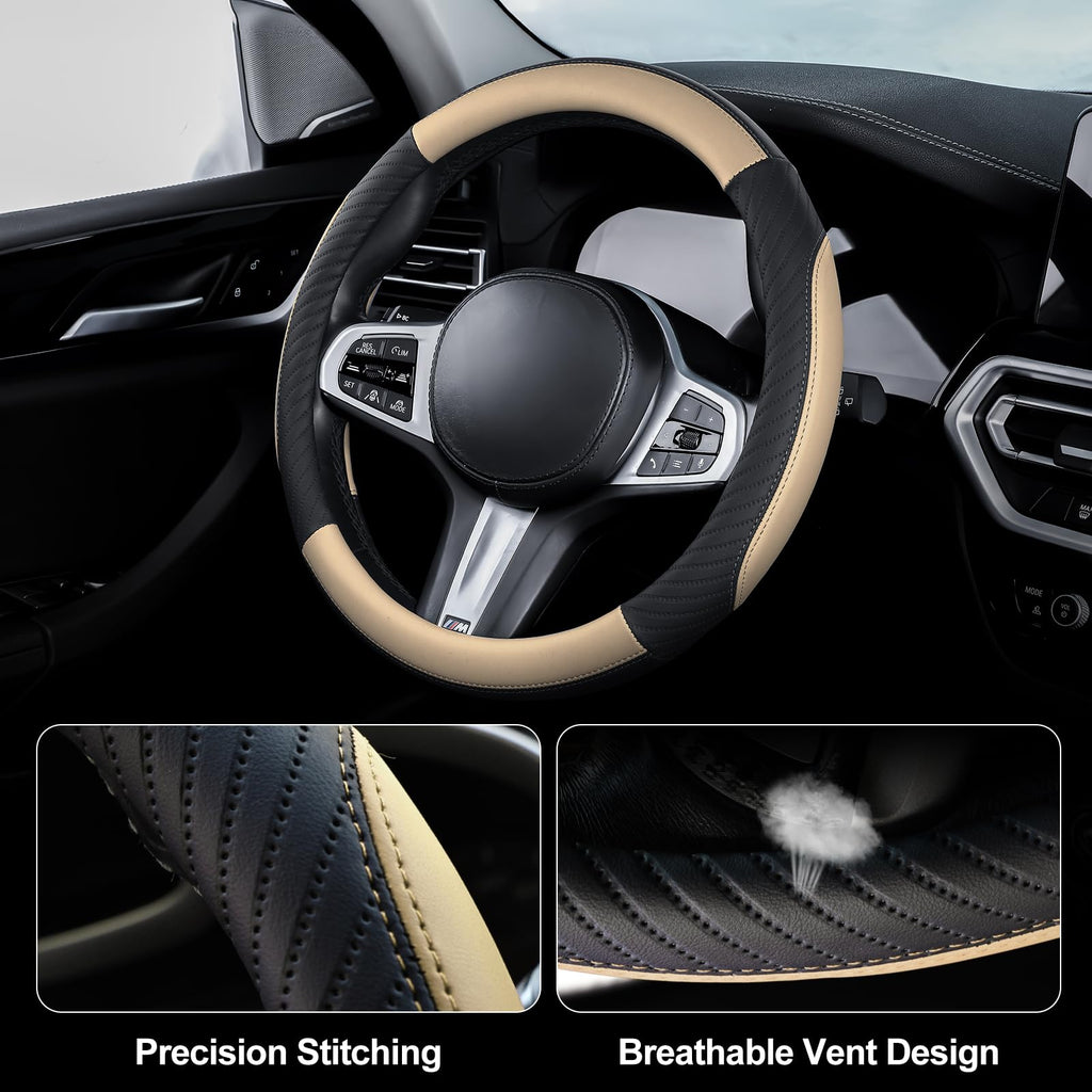 Universal Car Steering Wheel Cover Leather 37-38 cm Soft Microfiber - Gray