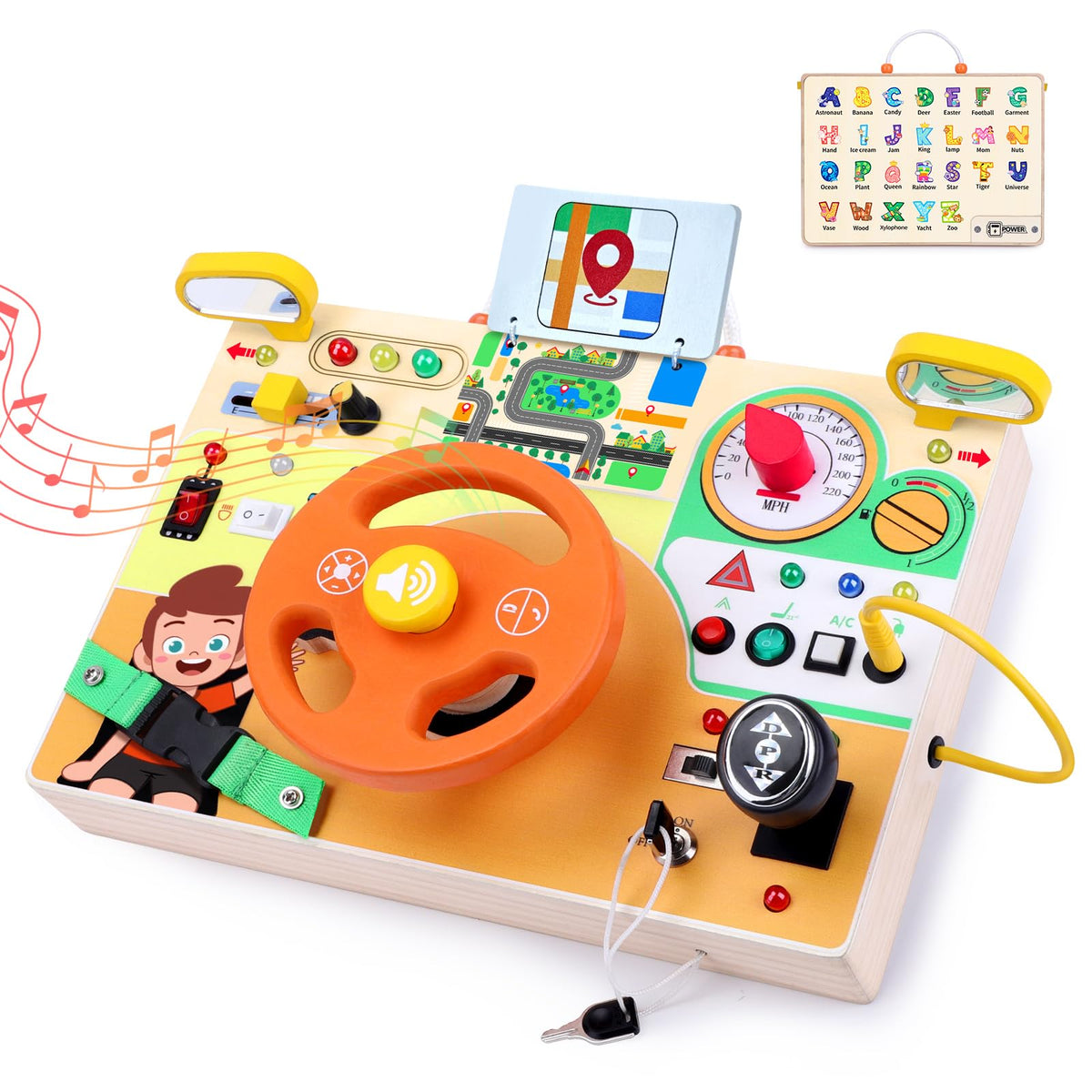 Grarain Busy Board for Toddlers - Montessori Educational Toy for 1-3 Year Old Boys & Girls | Travel-Friendly Sensory Learning Activity | Ideal for Kids with Autism(Busy Board v2)