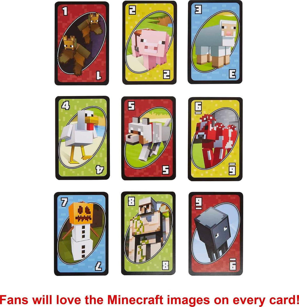 Mattel Games UNO Minecraft Card Game with Storage Tin,Ages 7+