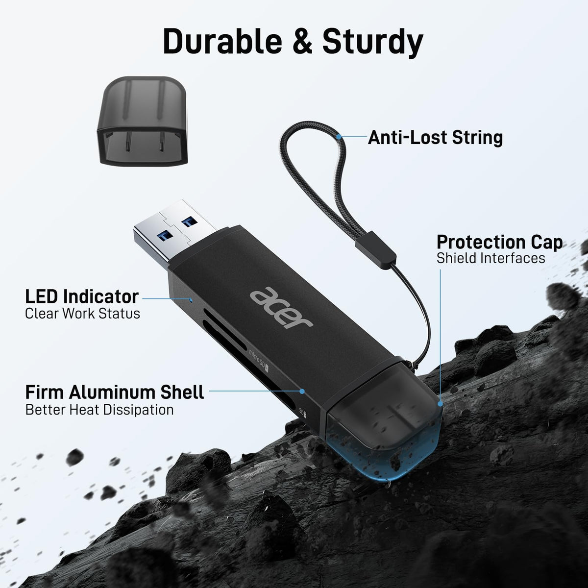 Acer SD Card Reader, USB C & USB 3.0 Memory Card Reader Adapter