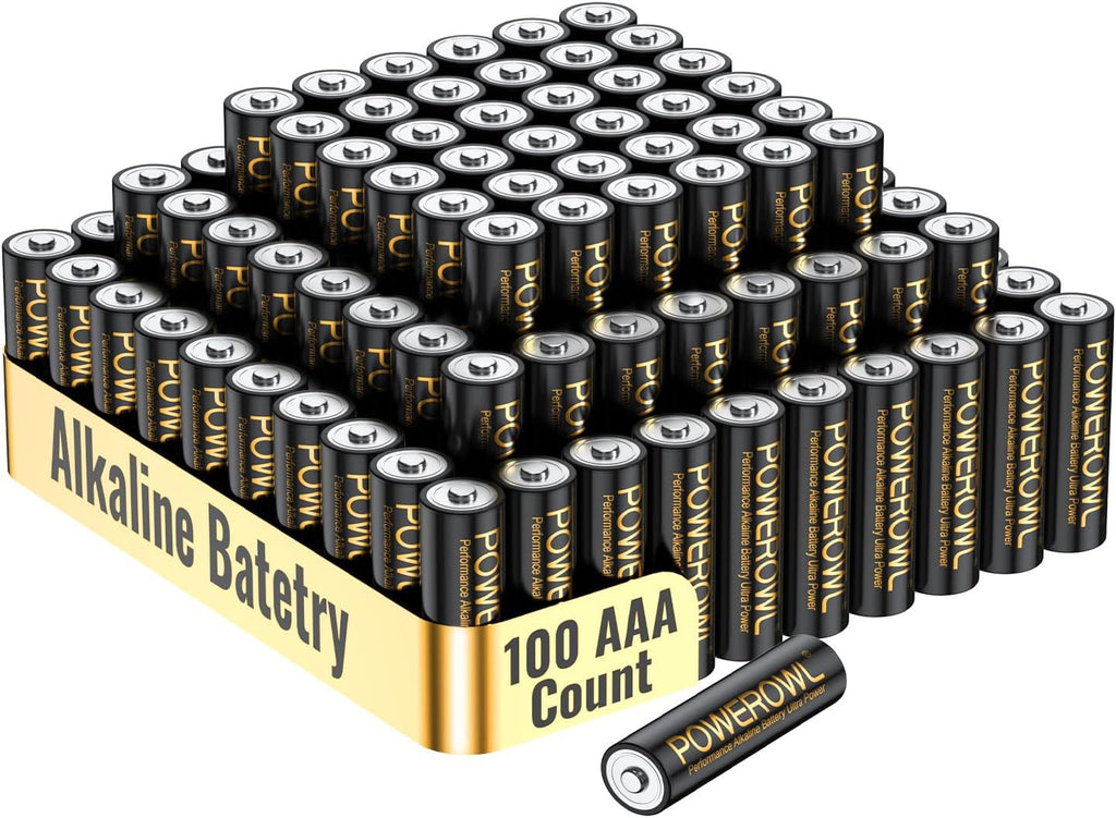 POWEROWL AAA Batteries 100 Pack - Alkaline 1.5v - High-Capacity Long Lasting Triple A Battery, 10-Year Shelf Life