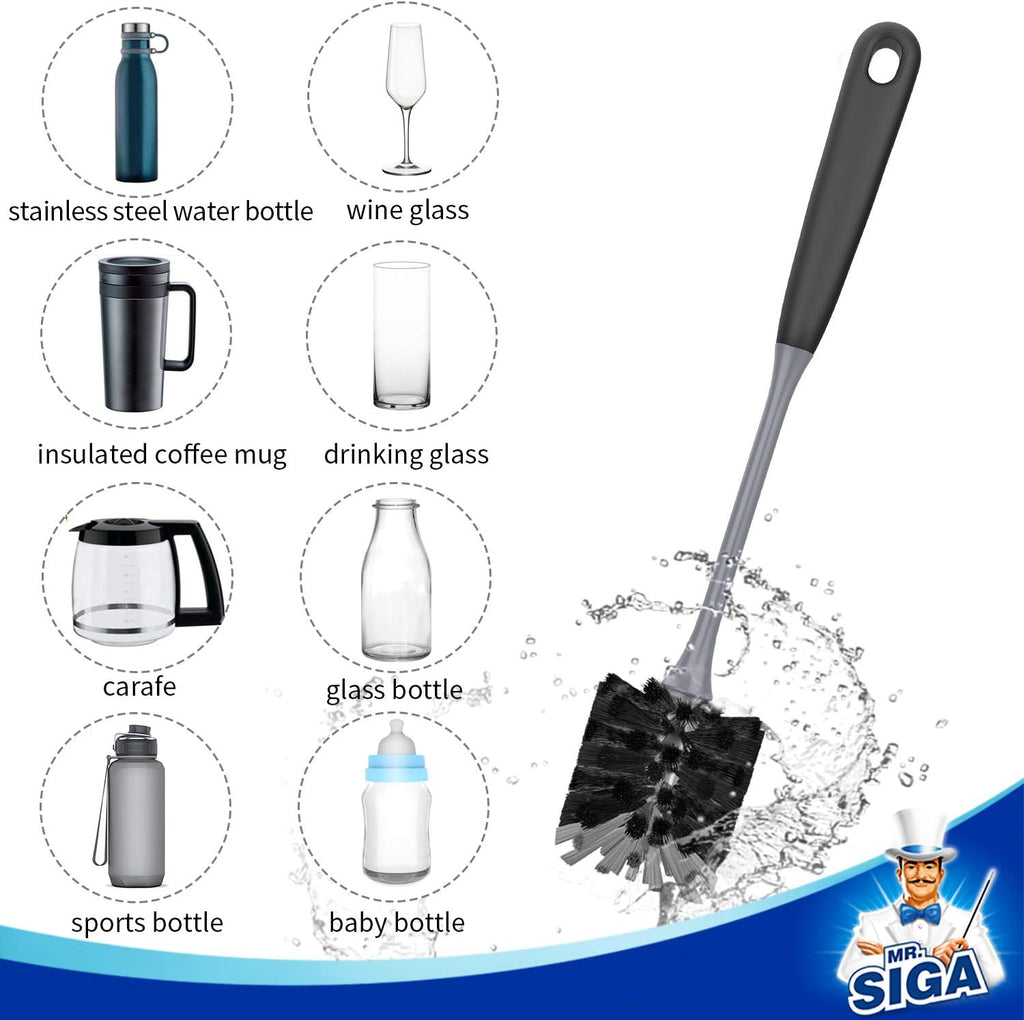 MR.SIGA Long Handle Bottle Brush, Non-Scratch Water Bottle Brush Cleaner