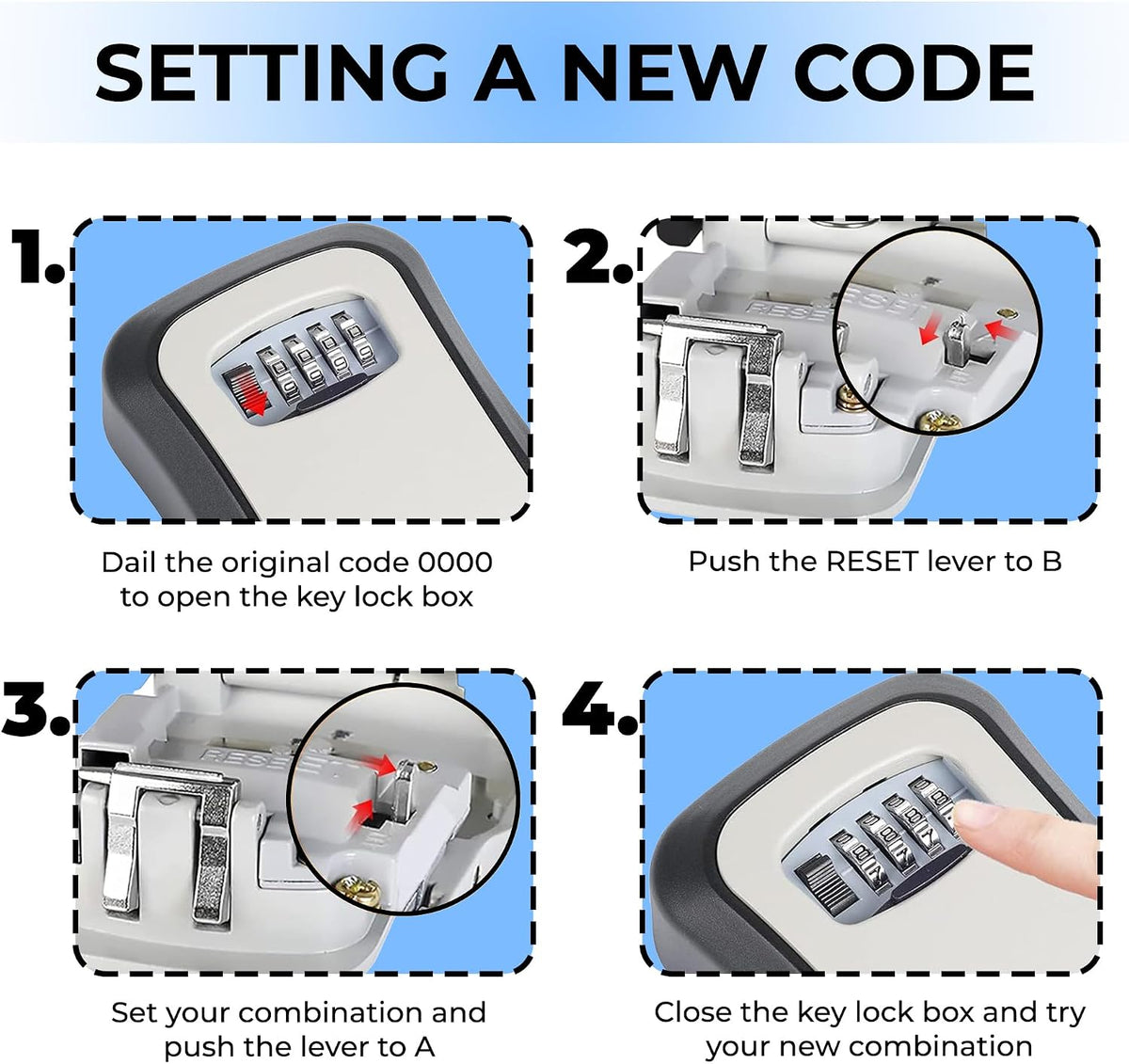 XShield 4-Digit Wall-Mounted Key Lock Box with Zinc Alloy Dial (Black)