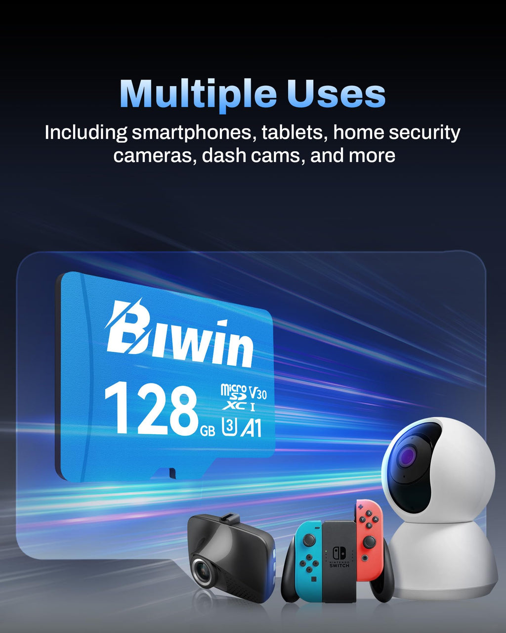 Biwin MS210 Micro SDXC SD Memory Card 512GB, Up to 210 MB/s, UHS-I V30 4K UHD A2 U3 SD Card for Digital Camera, Smartphones, Action Cams, Drones