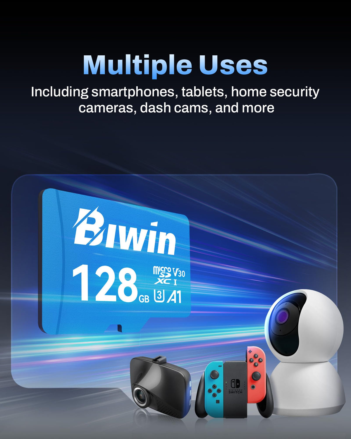 Biwin MS210 Micro SDXC SD Memory Card 512GB, Up to 210 MB/s, UHS-I V30 4K UHD A2 U3 SD Card for Digital Camera, Smartphones, Action Cams, Drones