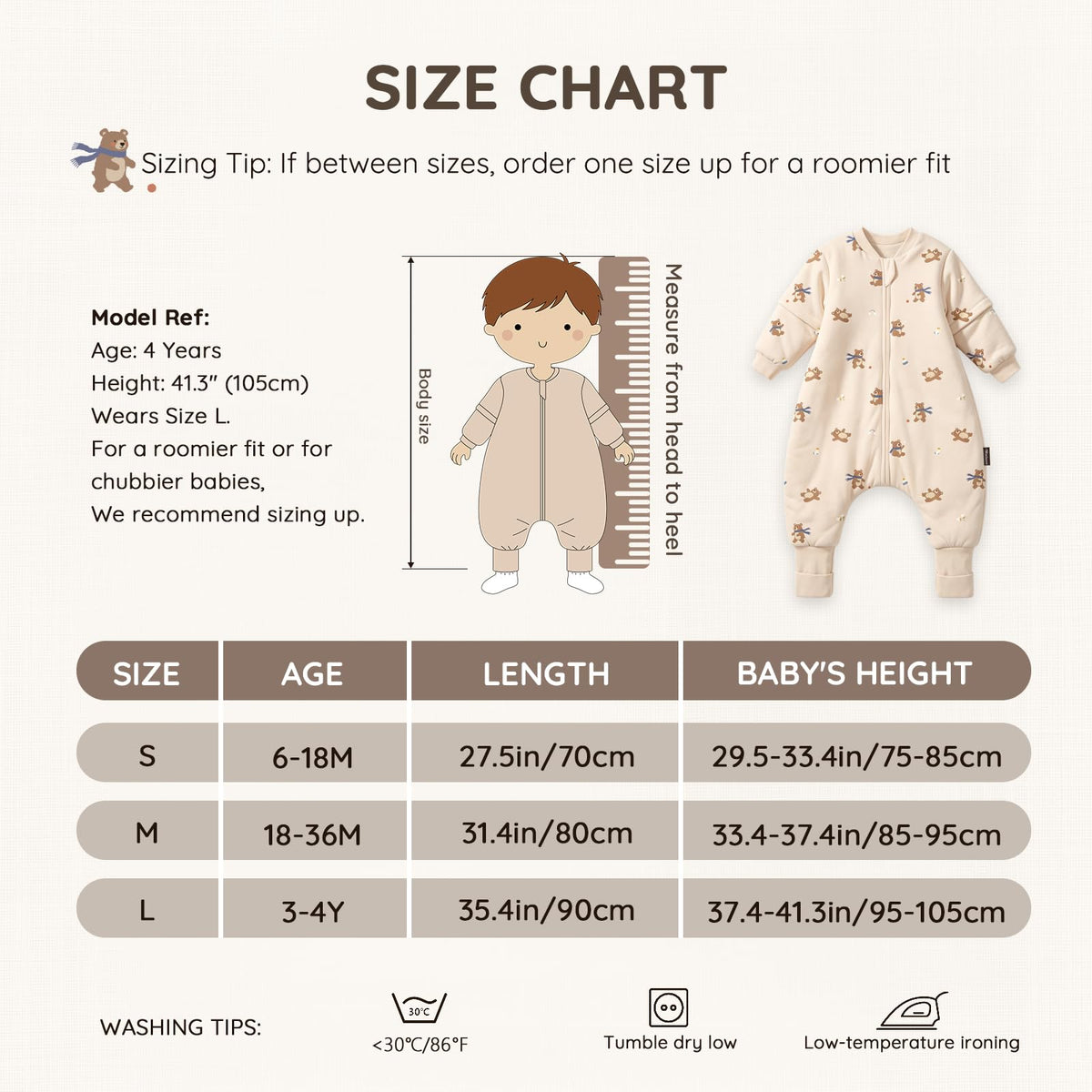 Mosebears Baby Sleeping Bag, 2.5 TOG Baby Sleep Sack with Legs,Winter Sleeping Bag with Removable Sleeves