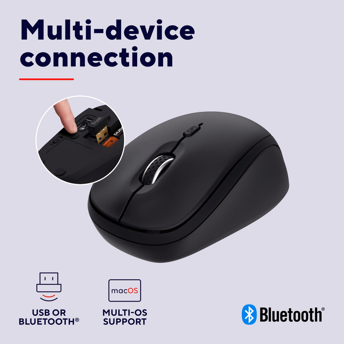 Trust Silent Wireless Mouse, Battery Included, 800-1600 DPI