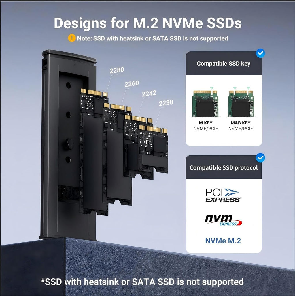 UGREEN M.2 NVMe SSD Enclosure, 10Gbps Aluminum NVMe Enclosure, Tool-Free