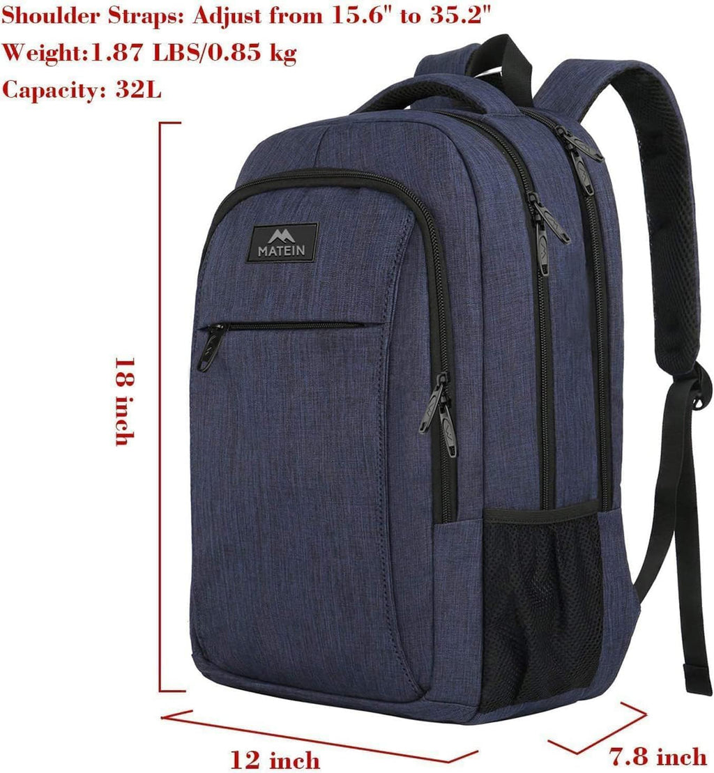 MATEIN Travel Laptop Backpack, Work Bag Lightweight Laptop Bag, Black Blue