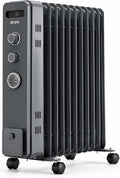 Air Pro Oil Filled Radiator 2500W with Thermostat & 24h Timer – 11 Fin Portable Electric Heater 3 Heat Settings, Overheat & Tip-Over Protection, Quiet for Home, Office and Any Room Radiator on Wheels