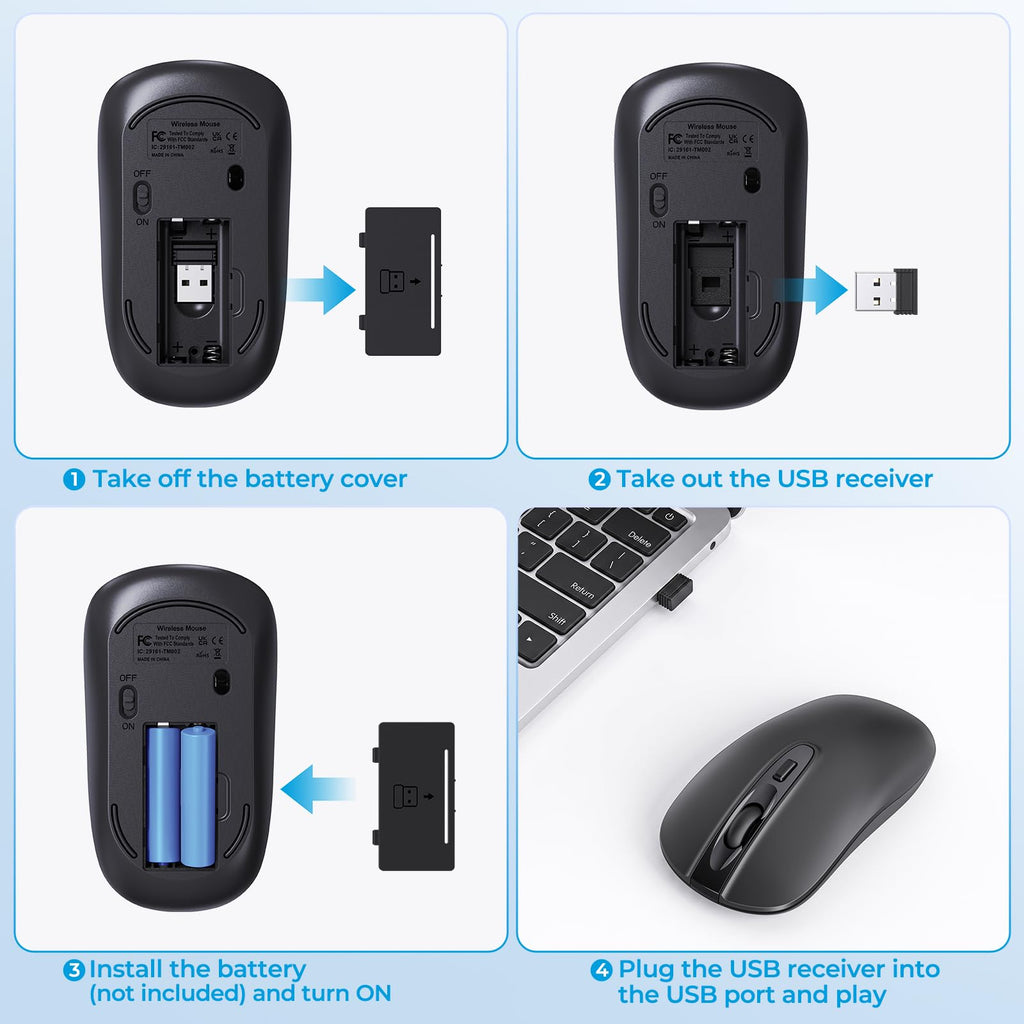 cimetech Wireless Mouse, 6 Buttons Mouse Silent Efficient Design, Suitable for Hand Size & Comfortable Grip, Office Mouse for Laptop PC Computer Tablets Windows Linux, 3 Adjustment Levels, Pinlk