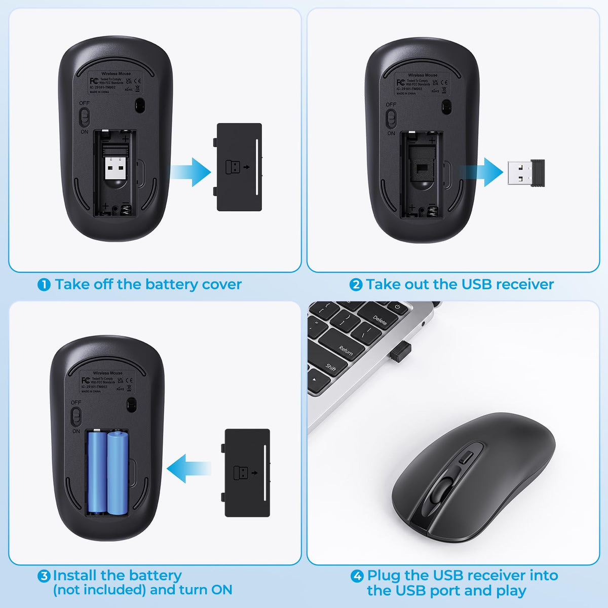 cimetech Wireless Mouse, 6 Buttons Mouse Silent Efficient Design, Suitable for Hand Size & Comfortable Grip, Office Mouse for Laptop PC Computer Tablets Windows Linux, 3 Adjustment Levels, Pinlk