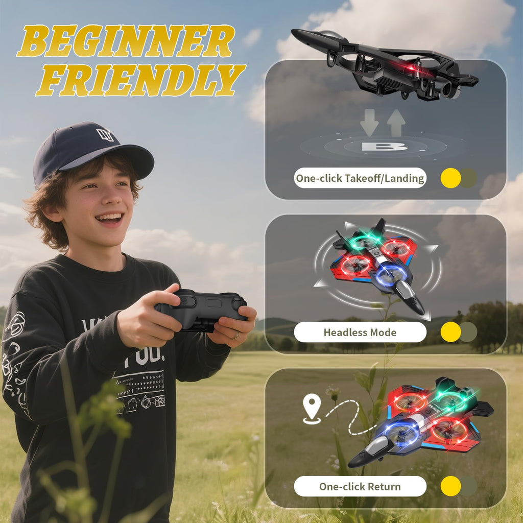RC Planes Remote Control Airplanes Drones for Kids Adults,Black,3Batteries