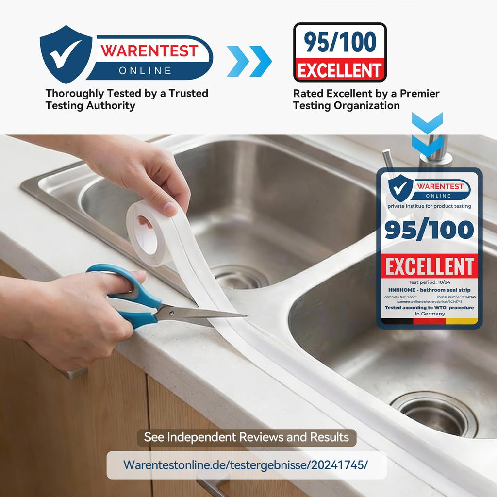 HNNHOME White Waterproof Bath Sealant Strip for Bathroom and Kitchen Gaps