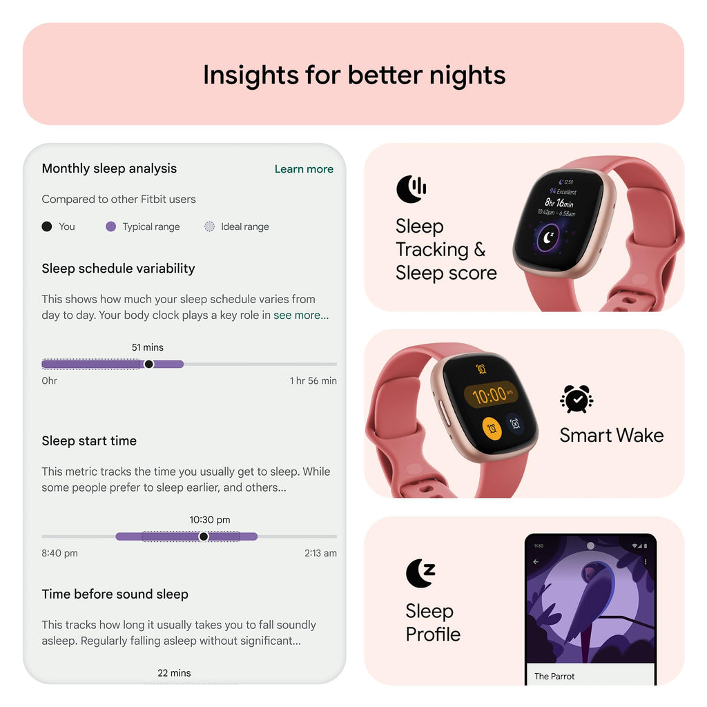 Google Fitbit Versa 4 Fitness Smartwatch with built-in GPS and up to 6 days battery life - compatible with iOS 15 or higher & Android OS 9.0 or higher, Waterfall Blue/Platinum