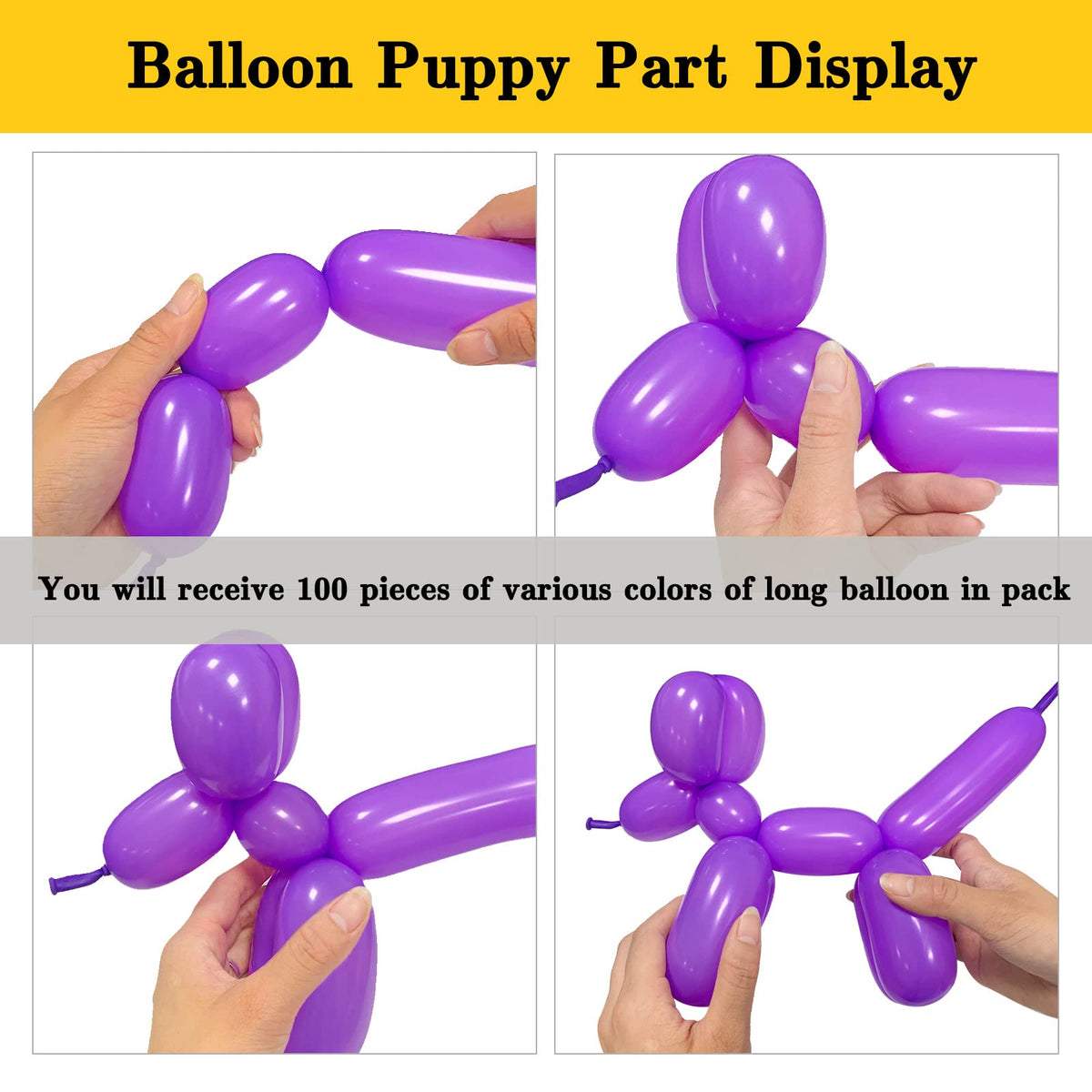 ASIYUHY 260 Balloons Clear Long Balloons 100 Pack Twisting Animal Balloon